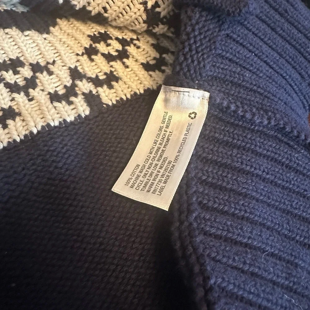 Merona Fair Isle cardigan sweater men's Size‎ M gray blue shawl collar